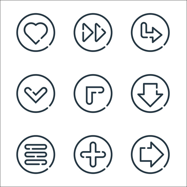 arrow line icons. linear set. quality vector line set such as right, add, menu, down, top left, down, right, next - Vector, Image