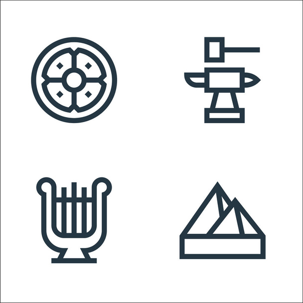 history line icons. linear set. quality vector line set such as pyramid, harp, blacksmith - Vector, Image