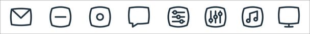 icone di base ui linea. set lineare. linea vettoriale di qualità impostata come schermo, musica, regolare, regolare, chattare, fermare, meno - Vettoriali, immagini