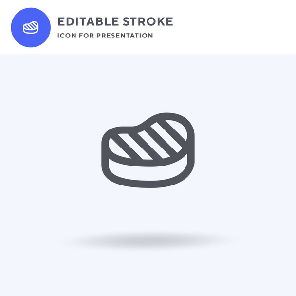 Steak icon vector, gevuld plat bord, solide pictogram geïsoleerd op wit, logo illustratie. Steak icoon voor presentatie. - Vector, afbeelding