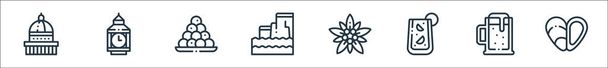 europe line icons. linear set. quality vector line set such as mussel, beer, sangria, edelweiss, moher cliffs, bitterballen, big ben - Vector, Image