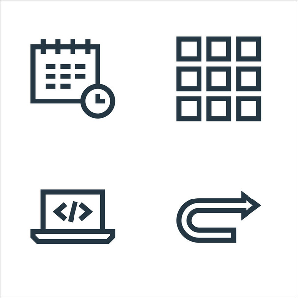 development line icons. linear set. quality vector line set such as u turn, code, globe grid - Vector, Image