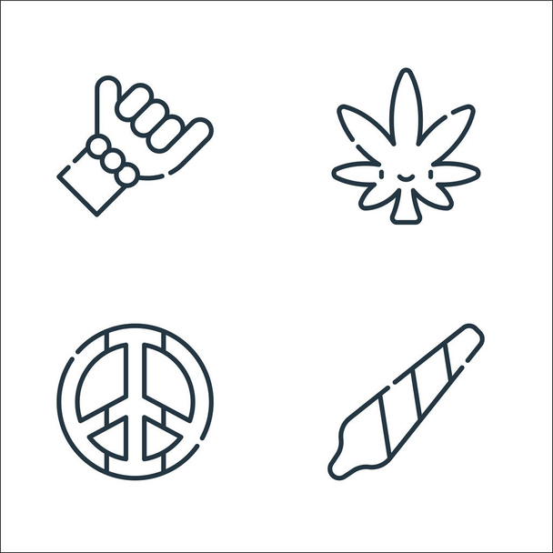 reggae line icons. linear set. quality vector line set such as joint, peace, weed - Vector, Image
