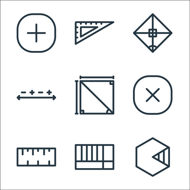 mathematics line icons. linear set. quality vector line set such as hexagon, rectangular, ruler, multiplication, square, formula, rhombus, ruler - Vector, Image
