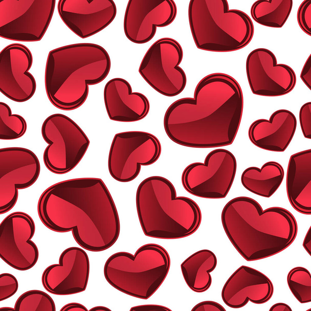 Seamless pattern. Bright red heart for your design. Vector illustration. - Vektör, Görsel