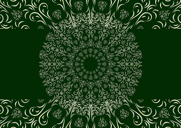 Oriental kukka koriste, Mandala tummanvihreä tausta oman suunnittelun. Vektoriesimerkki. - Vektori, kuva