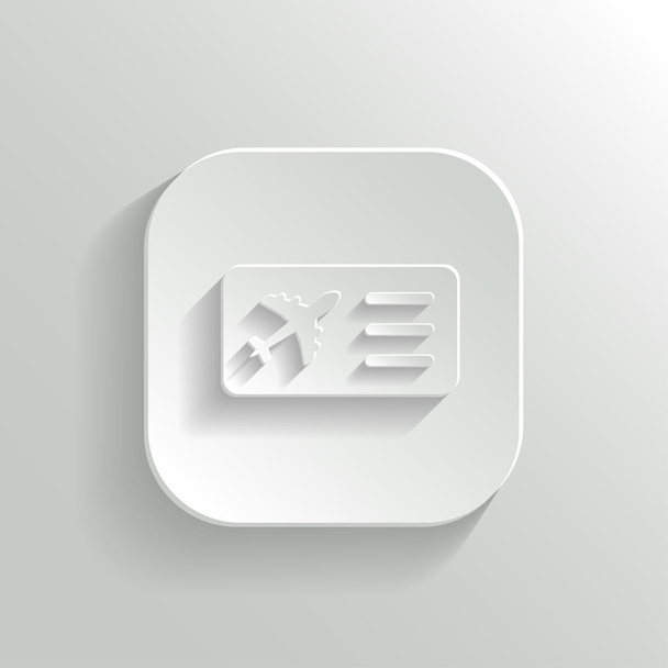 Airplane ticket icon - vector white app button - Διάνυσμα, εικόνα
