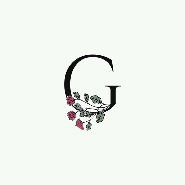 Elegance Nature Flower Initial Letter G logo icon in vector ornate floral leaf clip art template design. - Vector, Image