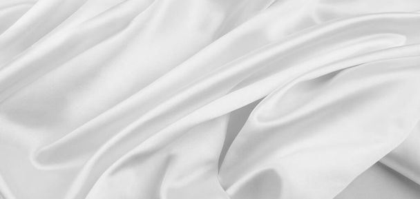 さざ波状の白い絹の生地のラインの閉鎖 - 写真・画像