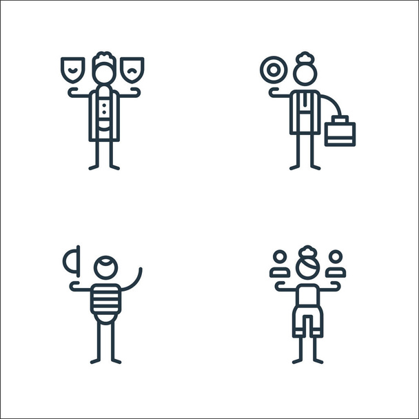 general arts line icons. linear set. quality vector line set such as sociology, mime, economics - Vector, Image
