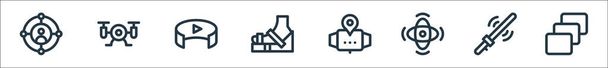 virtual reality line icons. linear set. quality vector line set such as depth perception, ar wand, degrees, smartwatch, virtual reality, degrees, drone - Vector, Image
