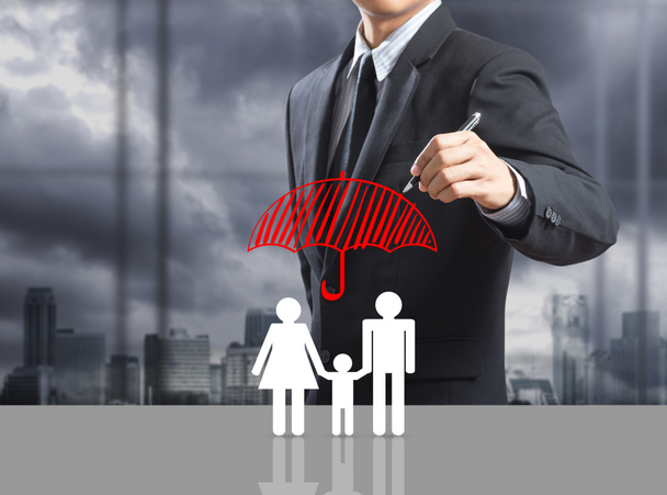 Business man drawing insurance concept - Photo, Image