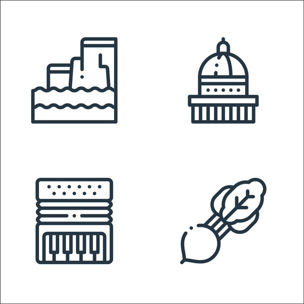 europe line icons. linear set. quality vector line set such as radish, accordion, saint paul cathedral - Vector, Image