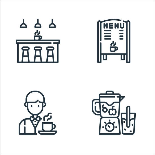 cafe line icons. linear set. quality vector line set such as blender, waiter, - Vector, Image