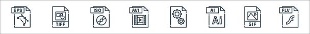 file type line icons. linear set. quality vector line set such as flv file, gif file, ai dll avi iso tiff - Vector, Image