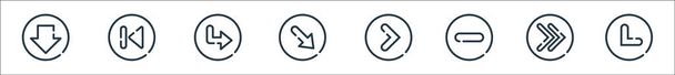 arrow line icons. linear set. quality vector line set such as bottom left, right, minus, right, bottom right, previous - Vector, Image