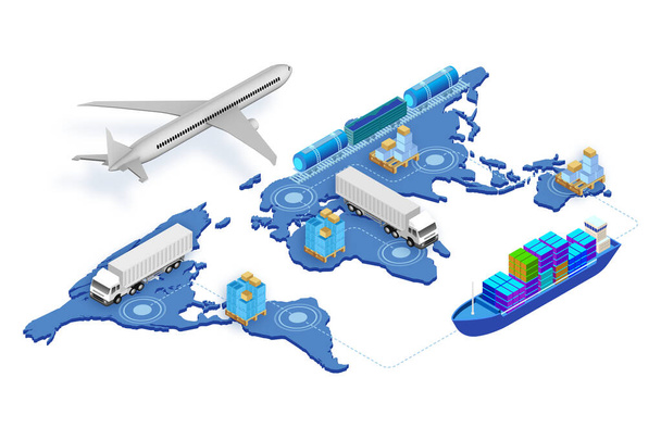 Global logistics concept - 3D απόδοση - Φωτογραφία, εικόνα