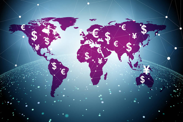 Παγκόσμια ιδέα μεταφοράς χρημάτων και ανταλλαγής - Φωτογραφία, εικόνα