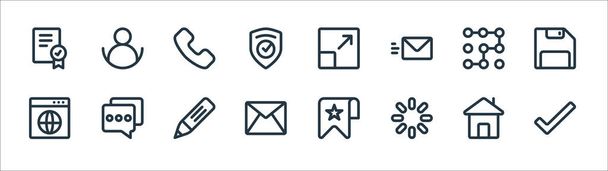ui line icons. linear set. quality vector line set such as checked, loading, mail, browser, unlock, phone, full screen, user - Vector, Image
