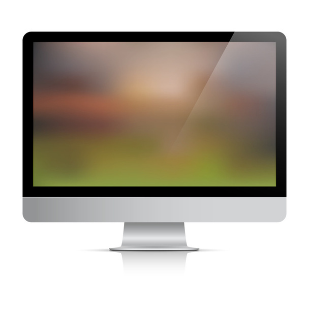 Монитор компьютера с абстрактным фоном на экране
 - Вектор,изображение