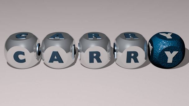 combination of carry built by cubic letters from the top perspective, excellent for the concept presentation. illustration and background - Photo, Image