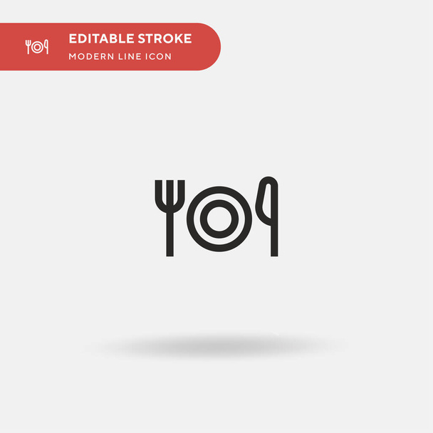 Akşam yemeği basit vektör simgesi. Web mobil UI ögesi için resimleme sembolü tasarım şablonu. Düzenlenebilir vuruşlarda mükemmel renk modern piktogram. İş projeniz için akşam yemeği simgeleri - Vektör, Görsel