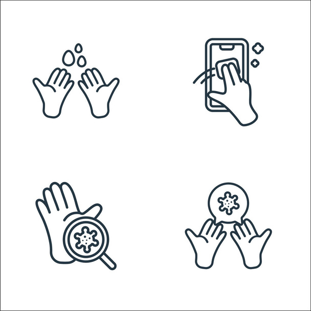 wash your hands line icons. linear set. quality vector line set such as coronavirus, coronavirus, cleaning - Vector, Image