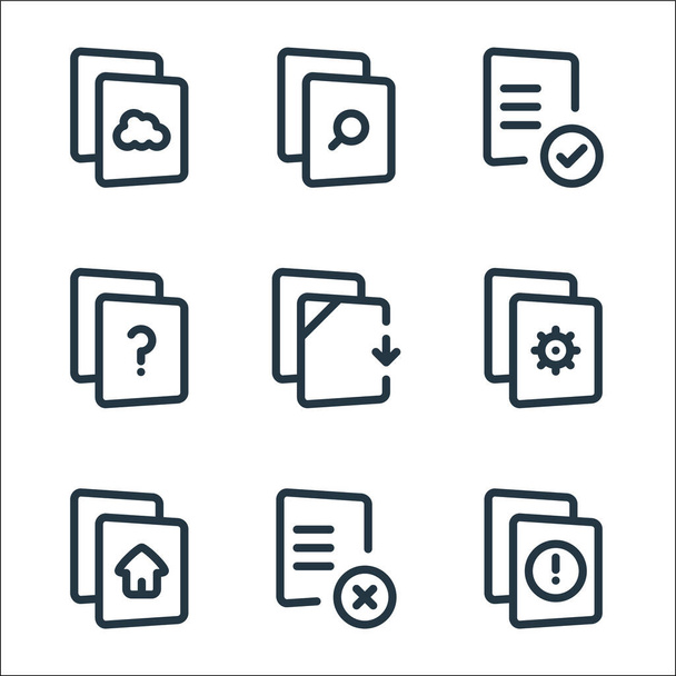 file and archive line icons. linear set. quality vector line set such as information, file, file, download search - Vector, imagen
