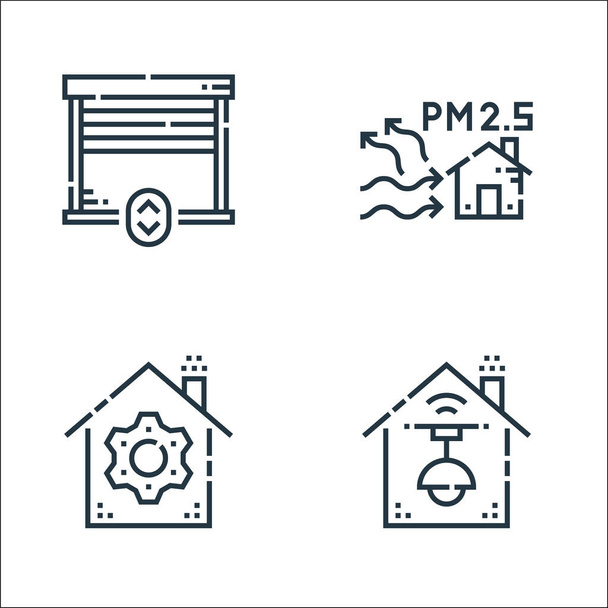 smarthome line icons. linear set. quality vector line set such as light control, settings, air quality - Vector, Image