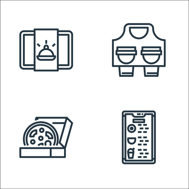 food delivery line icons. linear set. quality vector line set such as application, pizza, take away - Vector, Image