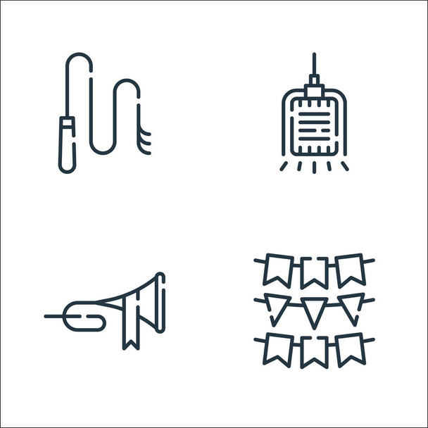 circus line icons. linear set. quality vector line set such as garlands, trumpet, microphone - Vector, Image