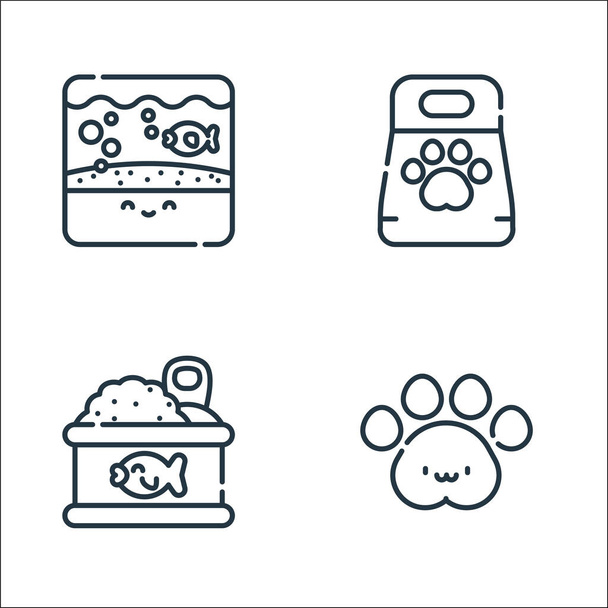 pets line icons. linear set. quality vector line set such as pawprint, canned food, pet food - Vector, Image
