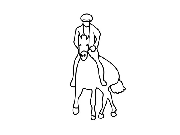 Cabalgatas, hipódromo. Estilo de vida activo, deporte, caballo. Dibujo vectorial ilustración diseño - Vector, Imagen