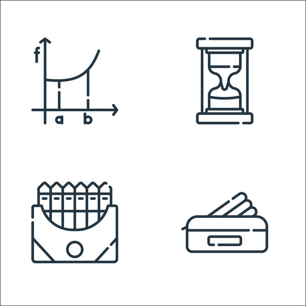 academy line icons. linear set. quality vector line set such as pencil case, crayon, hourglass - Vector, Image