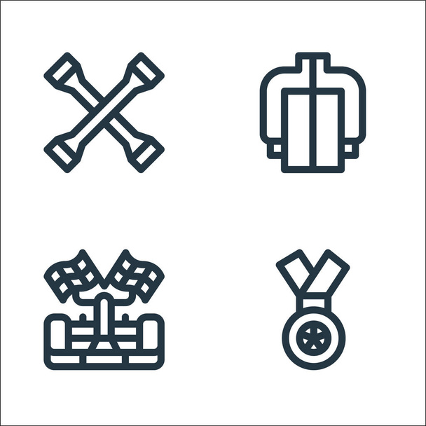 auto racing line icons. linear set. quality vector line set such as medal, racing car, jacket - Vector, Image