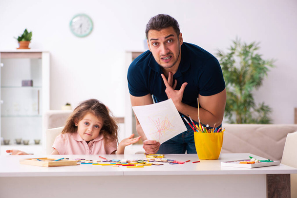 Young father and little girl indoors - Photo, Image