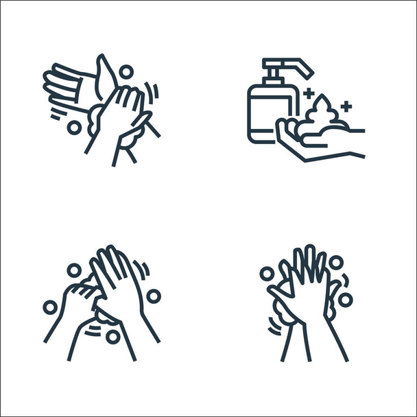 line icons. linear set. quality vector line set such as washing hand, washing hand, washing hand - Вектор, зображення