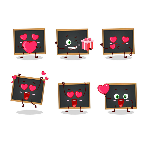 Blackboard cartoon character with love cute emoticon - Vector, imagen