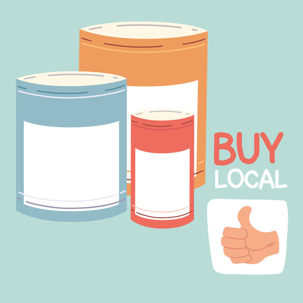 Lokaal kopen, lokale bedrijven ondersteunen - Vector, afbeelding