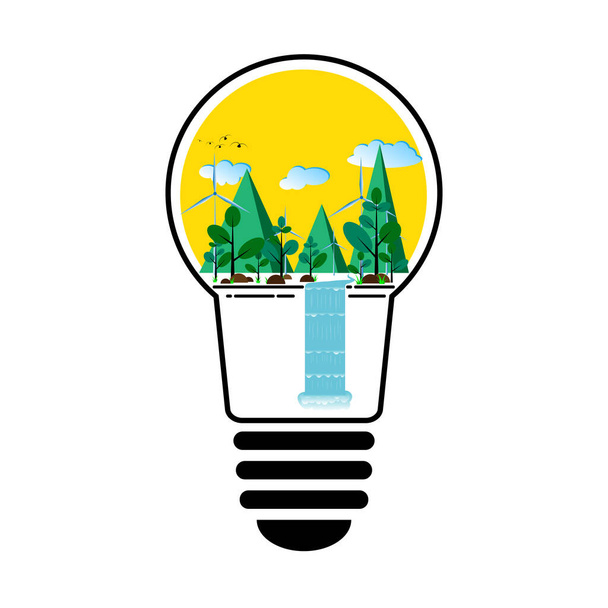 lamp on idea concept save the world - Vetor, Imagem