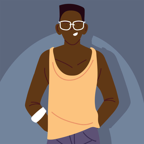retrato de hombre afro con ropa casual - Vector, Imagen