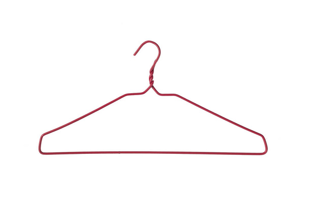 Czerwony wieszak na ubrania izolowany na białym tle - Zdjęcie, obraz