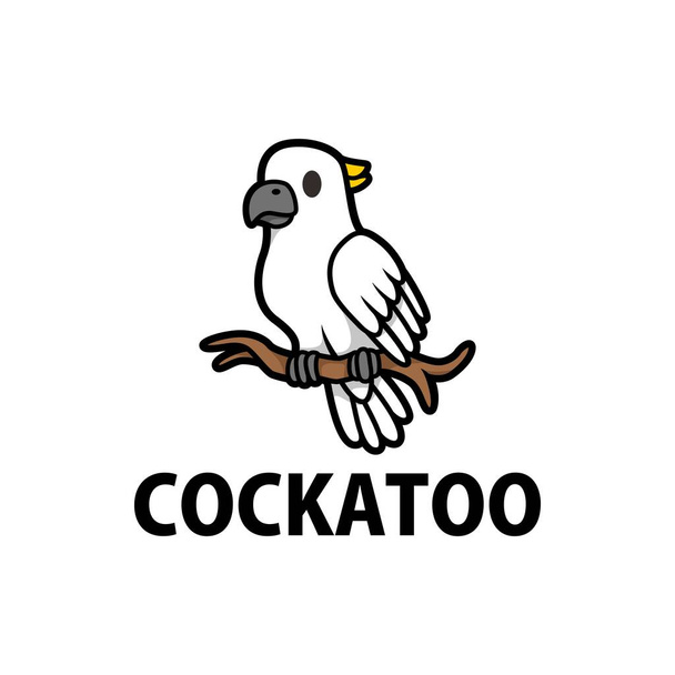 carino cockatoo cartone animato logo vettoriale icona illustrazione - Vettoriali, immagini