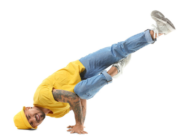 Чоловіча хіп-хоп танцівниця на білому тлі
 - Фото, зображення