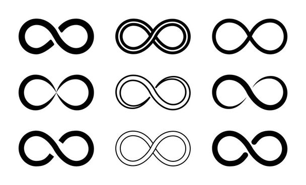 Simbolo dell'infinito. Icona di loop e infinito. Segno infinito in stile linea. Logo di illimitato. Infinit cerchio per il design astratto. Concetto di futuro, eternità. Freccia grafica per emblema creativo. Vettore - Vettoriali, immagini