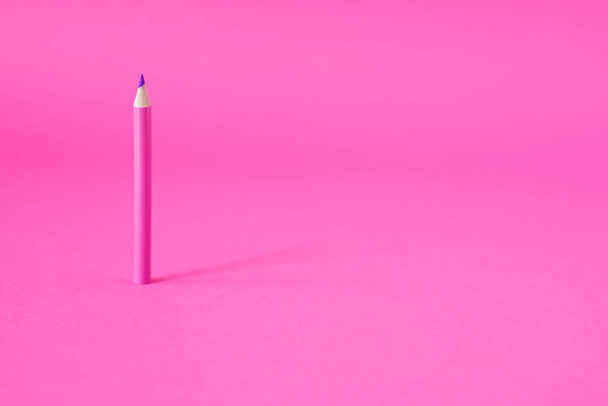 lápis rosa em um fundo cor-de-rosa. Conceito mínimo. Foto de alta qualidade - Foto, Imagem