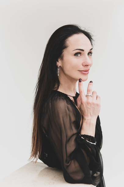 Tender casual romantic look of stylish women, pretty jewelry. Nice atmospheric lifestyle photo of beautiful lady. Pretty accessorize - Foto, afbeelding