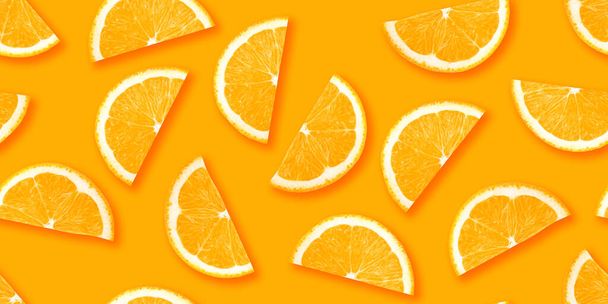 Orange citrus slices seamless backdrop texture. Flat lay backdrop - Photo, Image