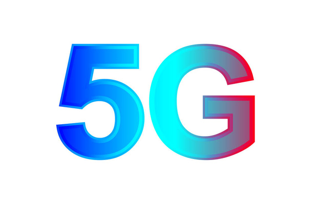 5G logó betűtípus technológia jövő, számok 5 és G szimbólum kék és lila, 5G ábécé üzleti digitális hálózat globális koncepció - Vektor, kép