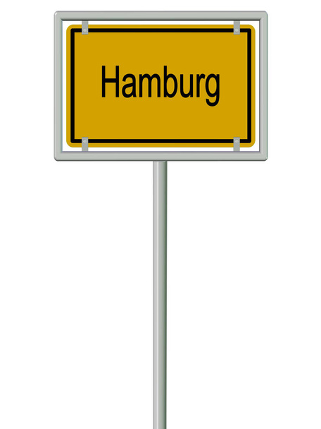 Letrero de ciudad Hamburgo sobre fondo blanco, ilustración - Foto, imagen